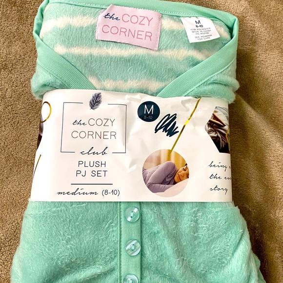 the cozy corner Other - The Cozy Corner Club Women's Aqua Plush PJ Pajama Set.Size Medium 8-10